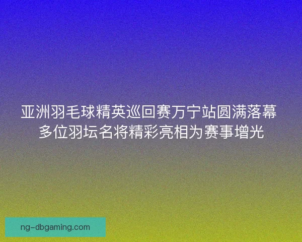 亚洲羽毛球精英巡回赛万宁站圆满落幕 多位羽坛名将精彩亮相为赛事增光
